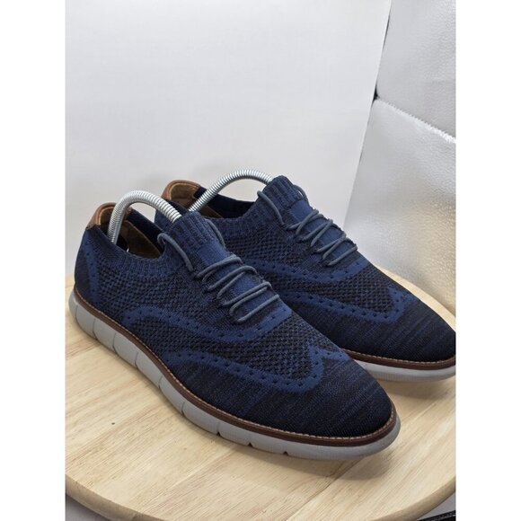 johnson and murphy charcoal Blue Lug Knit Wingtip mens shoes 8.5M Slip On - Picture 6 of 8